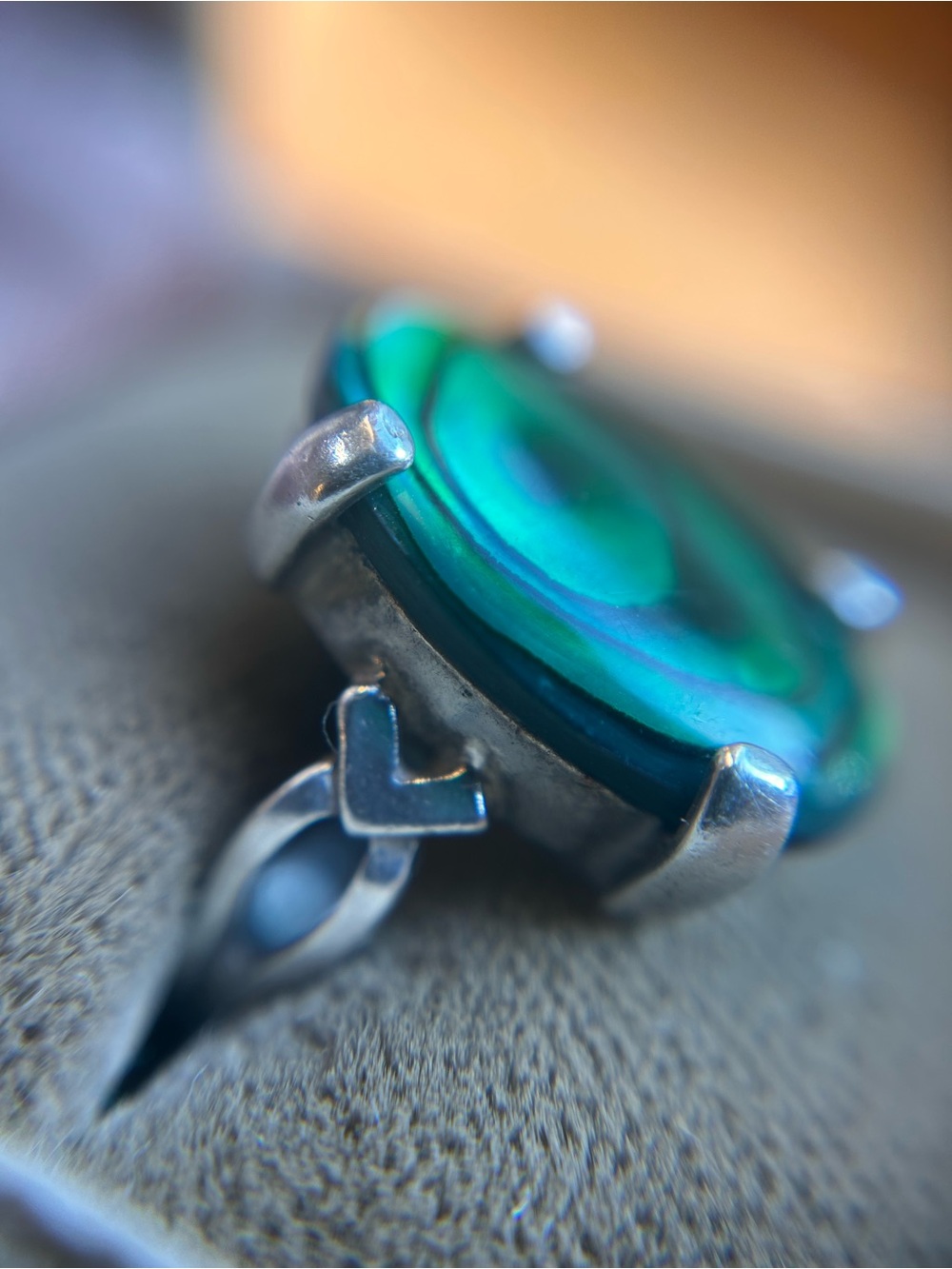 Sterling silver 925 abalone shell ring - Picture 3 of 8
